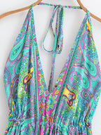 Strapless Vacation Summer Boho Dress – Flowy Halter Maxi for Beach Days