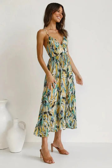 Boho Elegant Summer Dress – Vibrant Midi Dress for Vacation Looks