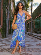 Bohemian Floral Dress – Tropical Halter Dress for Summer Freedom