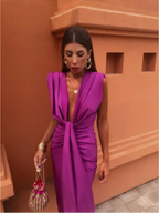 Moriah - Sunset Ruched V-Neck Dress