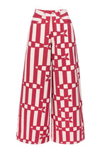 Fish Print Striped Wide Leg Pants