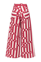 Fish Print Striped Wide Leg Pants