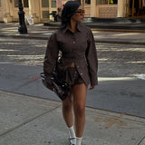 Vintage Plaid Button-Front Shirt & Shorts Set
