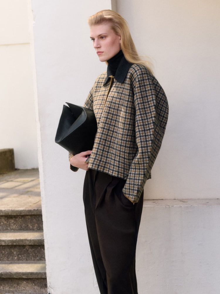 Micro-Check Wool Blend Jacket