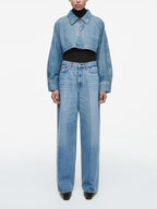 Oversized Cropped Denim Jacket