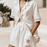 Vacation Summer Short-Sleeved Loose Shirt Sets