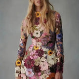 Luxury Floral Embroidery Dress – Elegant Formal Party Gown