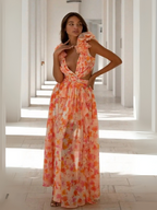 Lexi - Elegant Backless Ruffles Maxi Dress