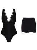 Sexy Cutout Swimsuit with Mini Skirt Set