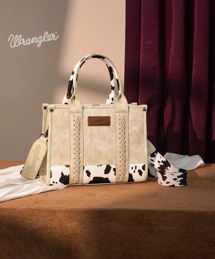 Wrangler Cow Print Crossbody Tote Bag