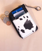 Wrangler Cow Print Mini Zip Card Case