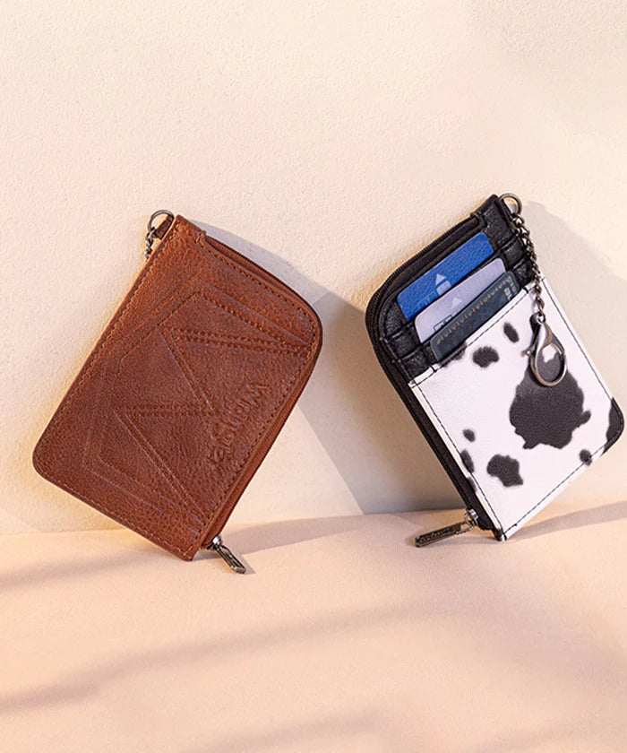 Wrangler Cow Print Mini Zip Card Case