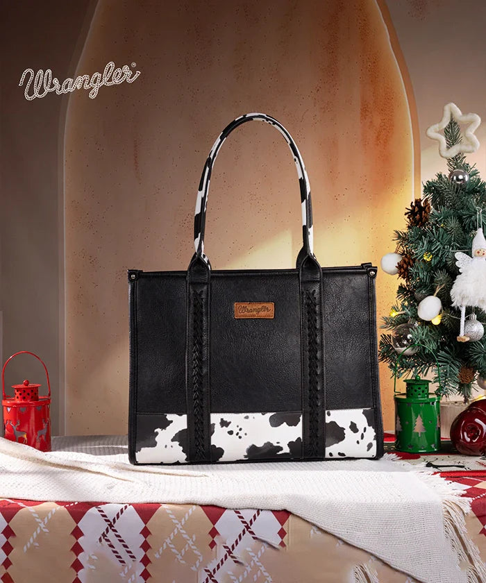 Wrangler Wide Cow Print Tote Bag