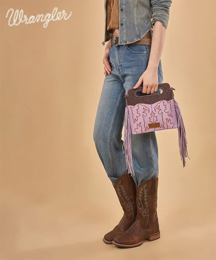 Wrangler Tooled Fringe Crossbody Bag