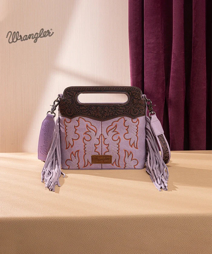 Wrangler Tooled Fringe Crossbody Bag