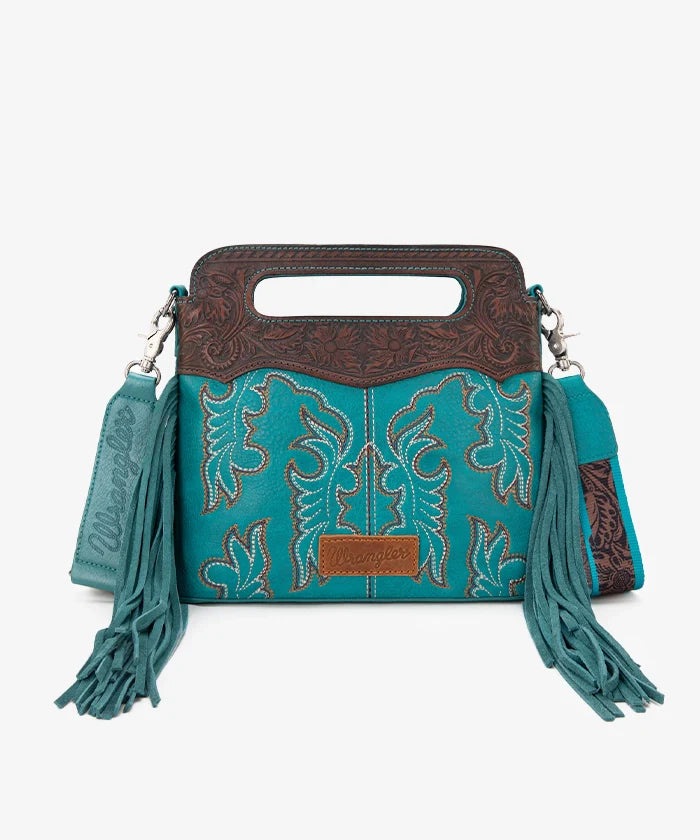Wrangler Tooled Fringe Crossbody Bag