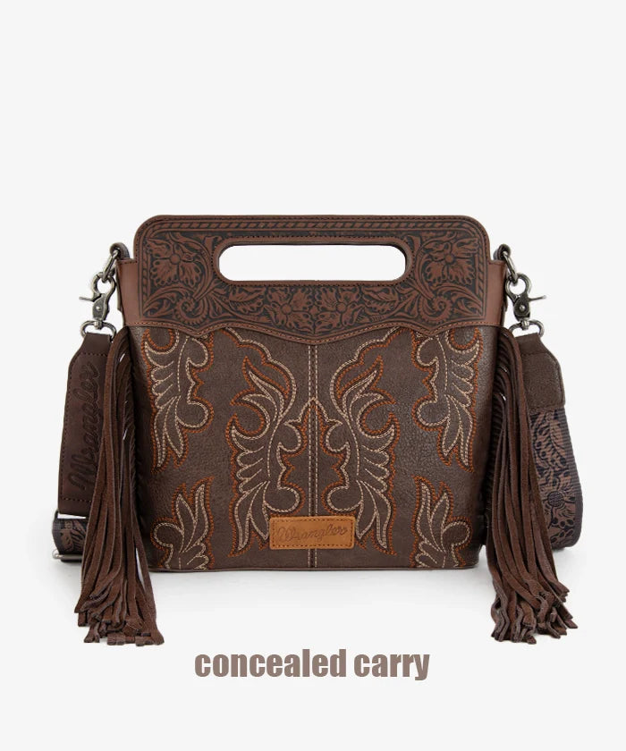 Wrangler Tooled Fringe Crossbody Bag