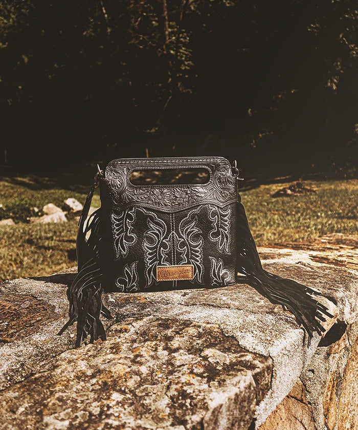 Wrangler Tooled Fringe Crossbody Bag