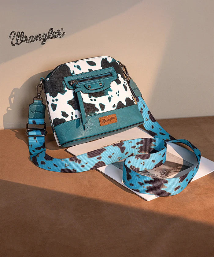 Wrangler Zippered Cow Print Crossbody Bag