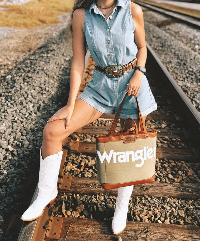 Wrangler Leather Trim Canvas Tote Bag Collection