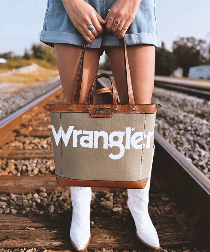 Wrangler Leather Trim Canvas Tote Bag Collection