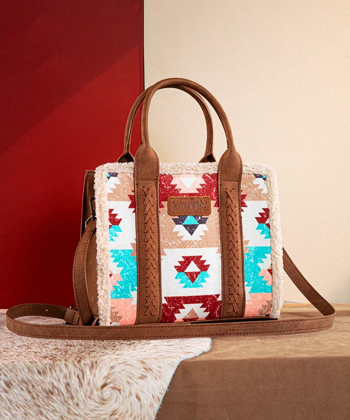 Wrangler Aztec Sherpa Trim Crossbody Purse Collection