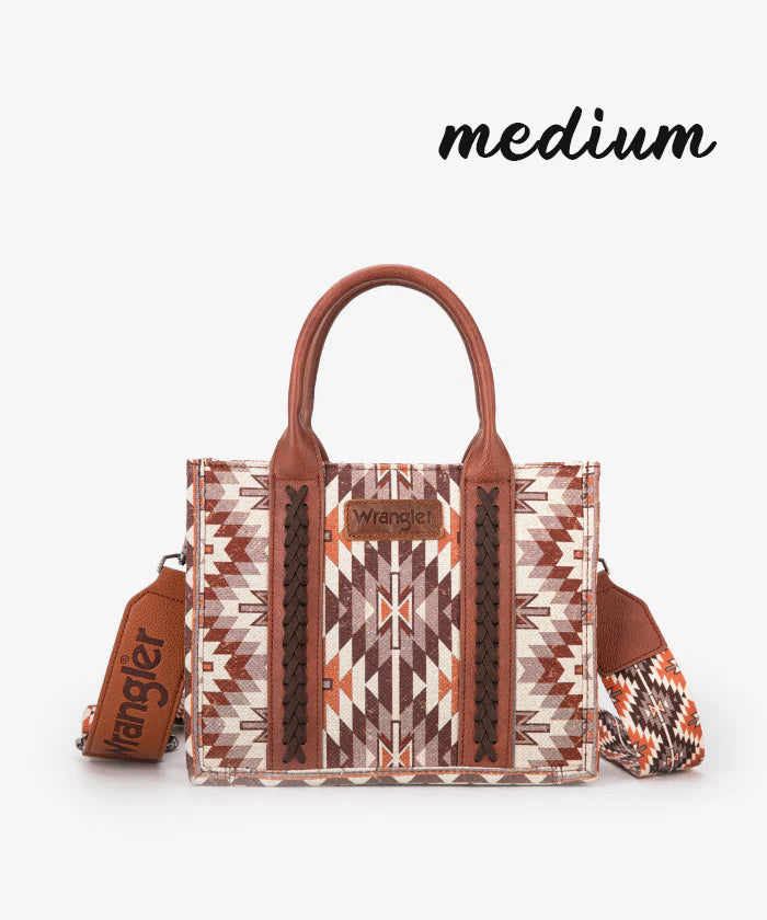 Wrangler Aztec Print Whipstitch Canvas Tote Bag Collection
