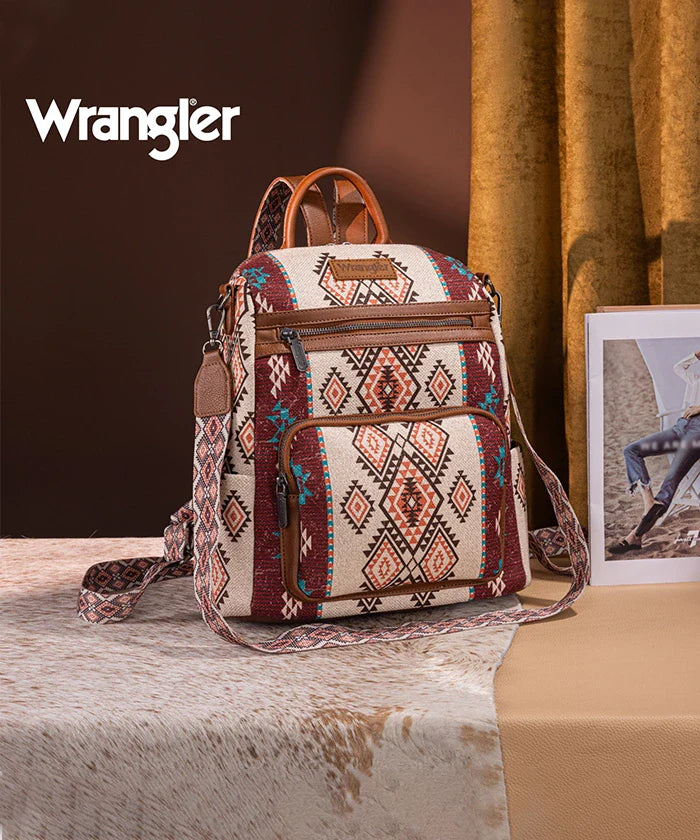 Wrangler Aztec Print Canvas Backpack
