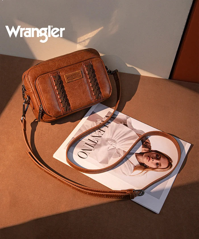 Wrangler Whipstitch Leather Crossbody Purse