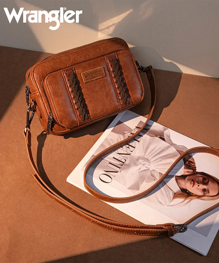 Wrangler Whipstitch Leather Crossbody Purse