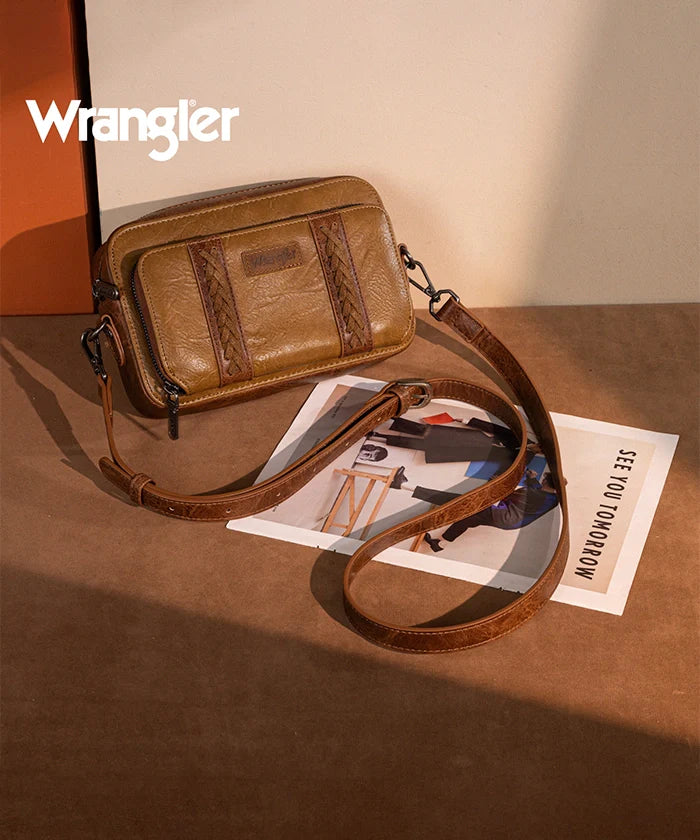 Wrangler Whipstitch Leather Crossbody Purse