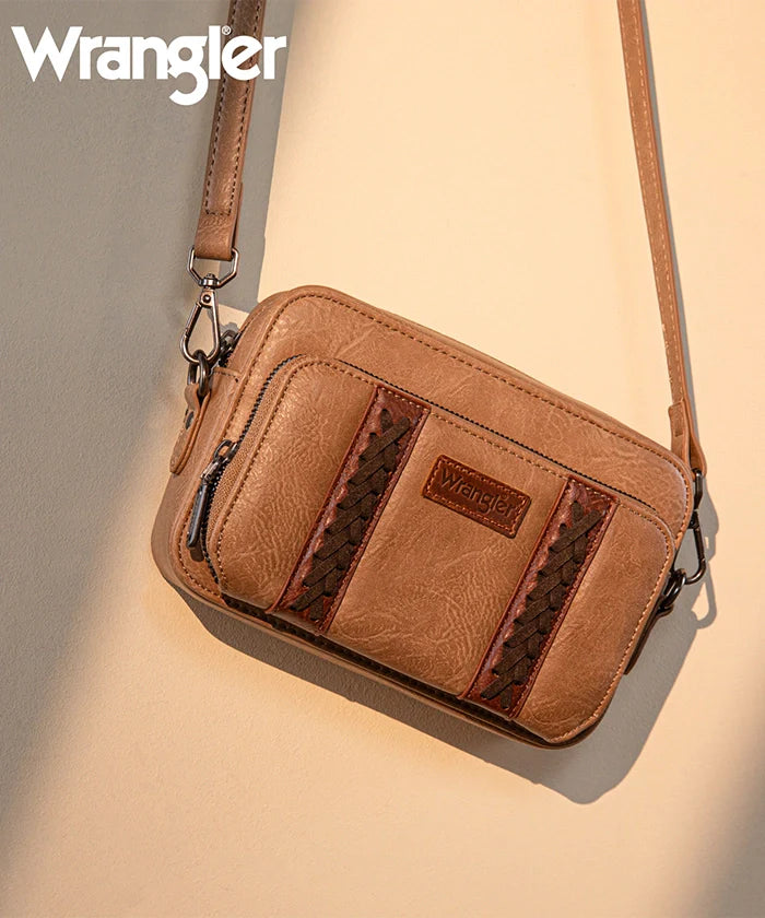 Wrangler Whipstitch Leather Crossbody Purse