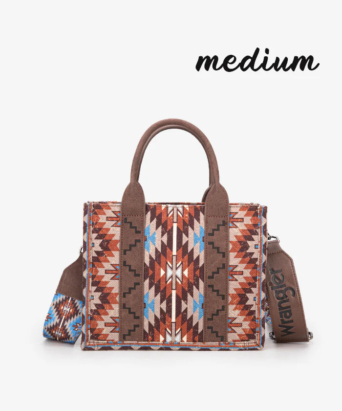Wrangler Aztec Print Whipstitch Canvas Tote Bag Collection