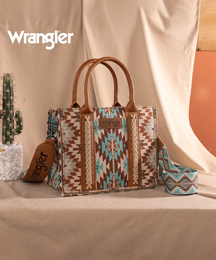 Wrangler All-Over Aztec Print Canvas Tote Bag