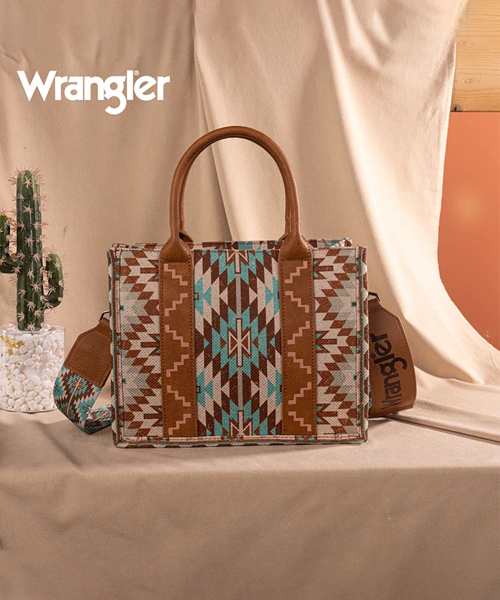 Wrangler All-Over Aztec Print Canvas Tote Bag