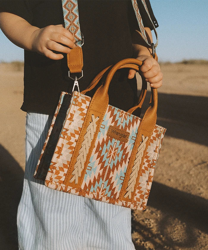 Wrangler Aztec Print Whipstitch Canvas Tote Bag Collection