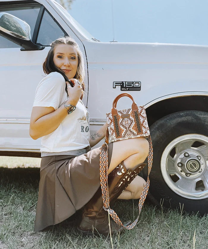 Wrangler Aztec Print Whipstitch Canvas Tote Bag Collection