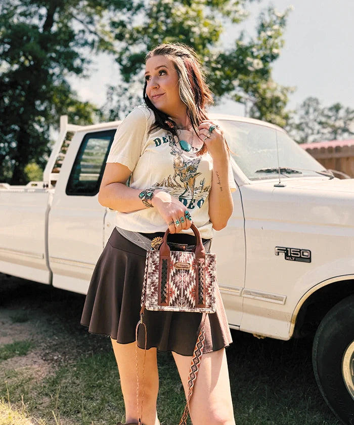 Wrangler Aztec Print Whipstitch Canvas Tote Bag Collection