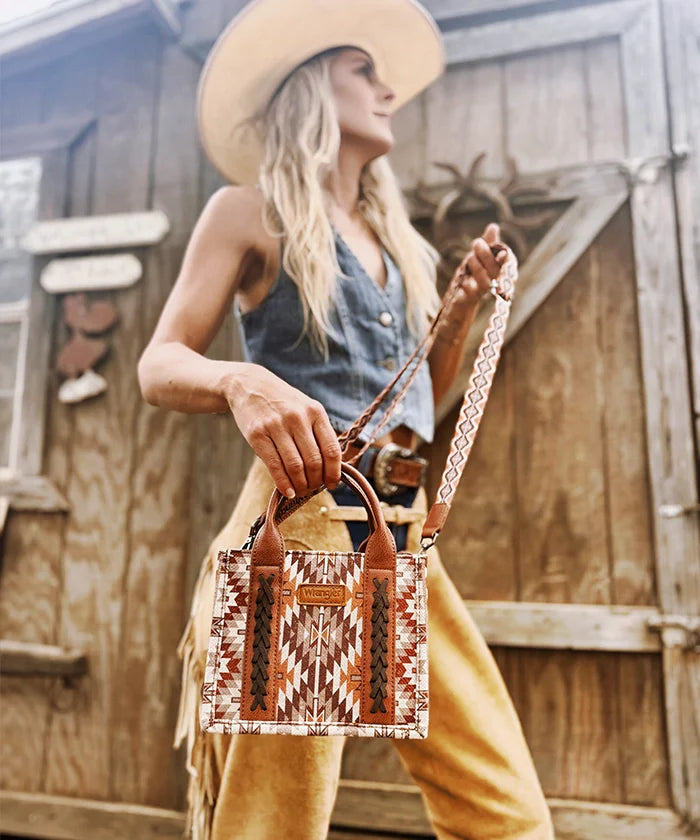 Wrangler Aztec Print Whipstitch Canvas Tote Bag Collection