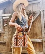 Wrangler Aztec Print Whipstitch Canvas Tote Bag Collection