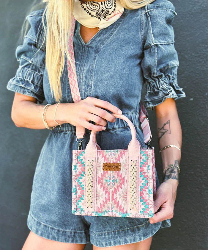 Wrangler Aztec Print Whipstitch Canvas Tote Bag Collection