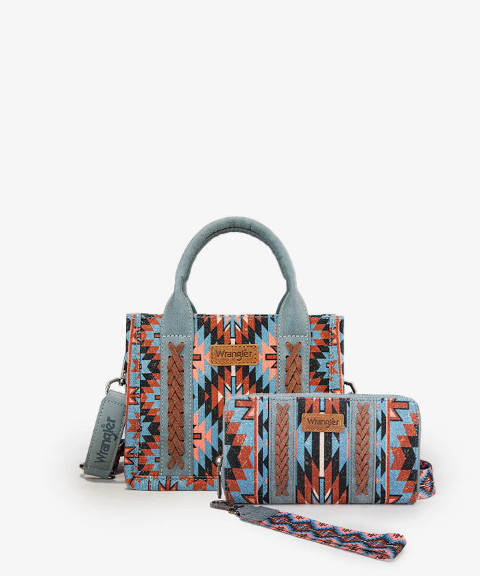 Wrangler Aztec Print Whipstitch Canvas Tote Bag Collection