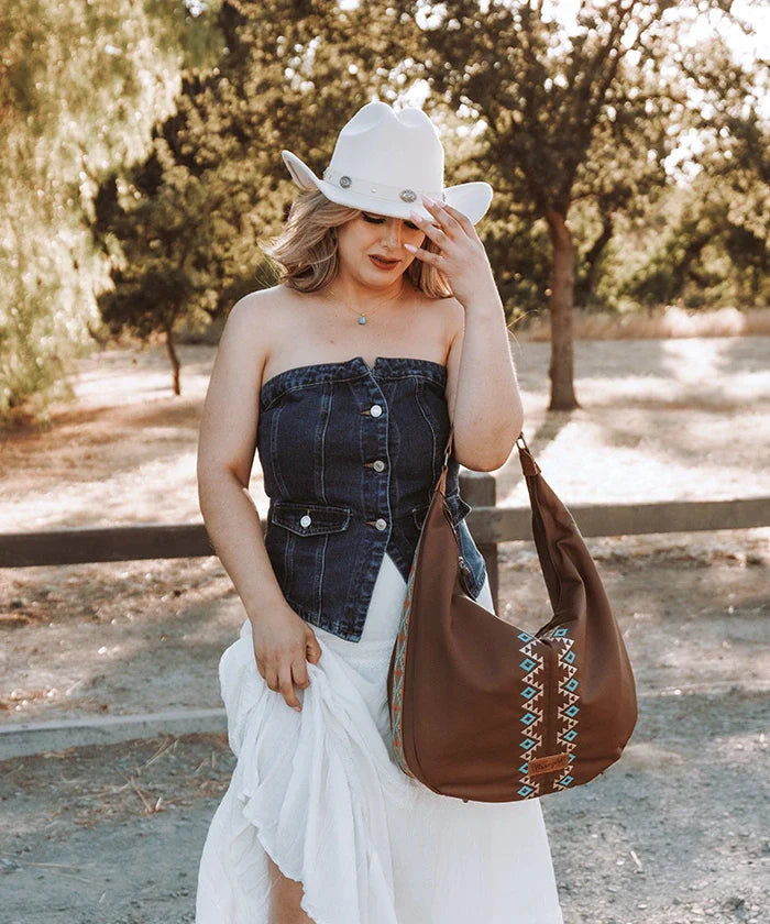 Wrangler Aztec Embroidered Wide Hobo Bag