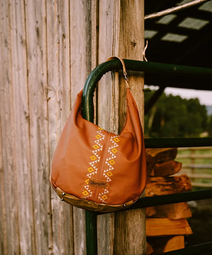 Wrangler Aztec Embroidered Wide Hobo Bag