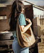 Wrangler Aztec Embroidered Wide Hobo Bag