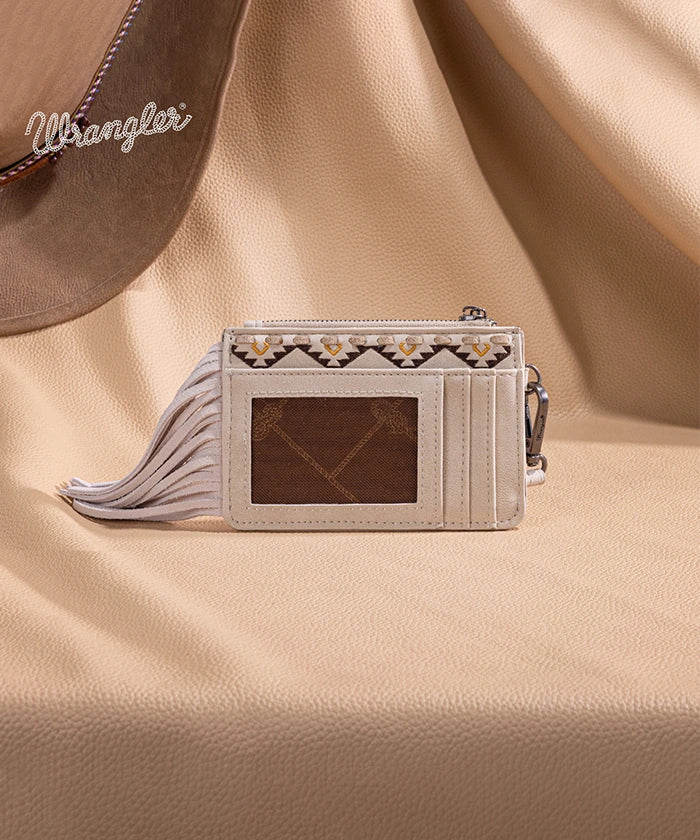 Wrangler Aztec Embroidered Fringe Card Wallet
