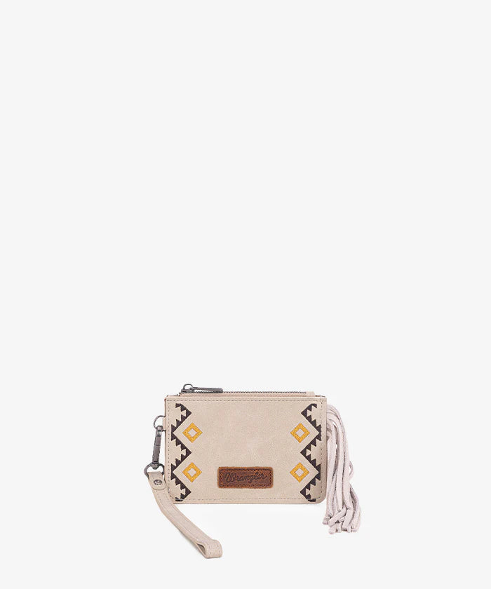 Wrangler Aztec Embroidered Fringe Card Wallet