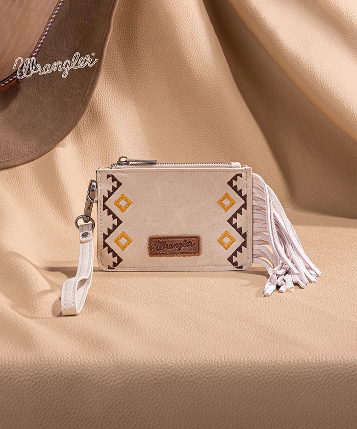 Wrangler Aztec Embroidered Fringe Card Wallet