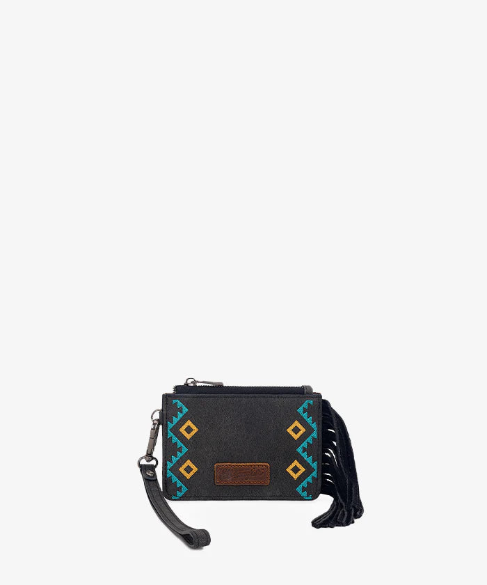 Wrangler Aztec Embroidered Fringe Card Wallet