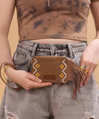 Wrangler Aztec Embroidered Fringe Card Wallet